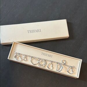Trifari Silver Heart Charm Bracelet